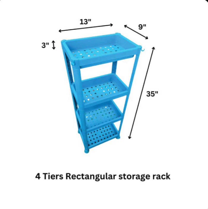 4-Tier Rectangular Storage Rack – Multi-Purpose Organizer Shelf for Home & Kitchen - Image 2